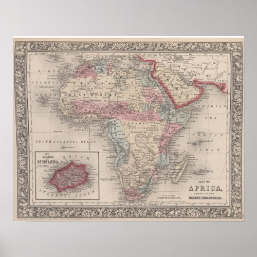 Map of Africa with St Helena Poster