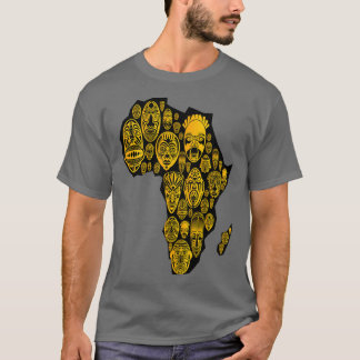 Map of Africa with Tribal Ethnic Masks T-Shirt
