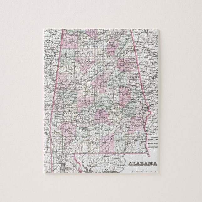 Map of Alabama Jigsaw Puzzle (Vertical)