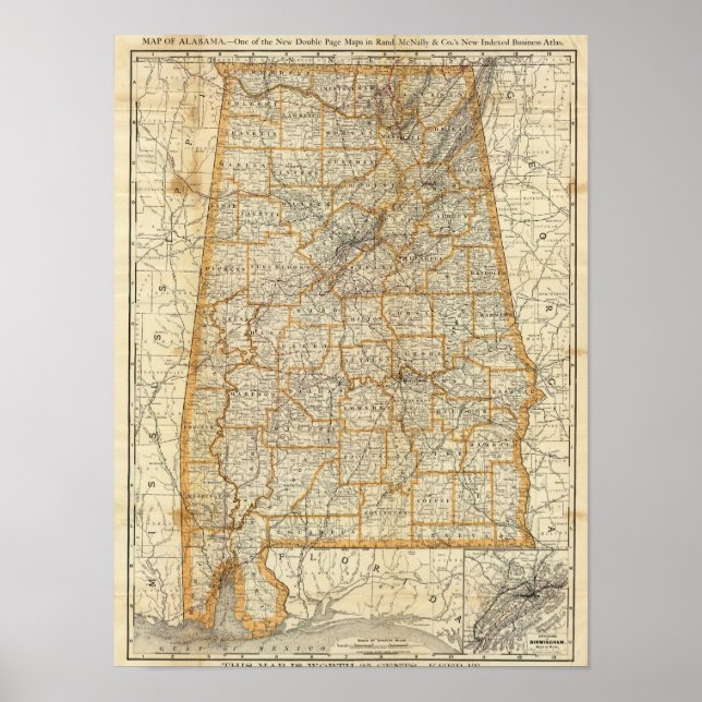 Map of Alabama Poster (Front)