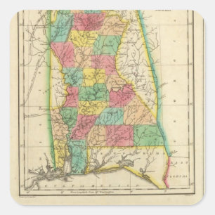 Map Of Alabama Square Sticker