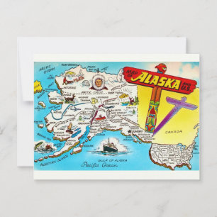Map of Alaska & USA Postcard