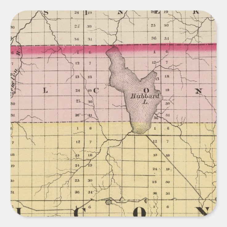 Map of Alcona County, Michigan Square Sticker Zazzle