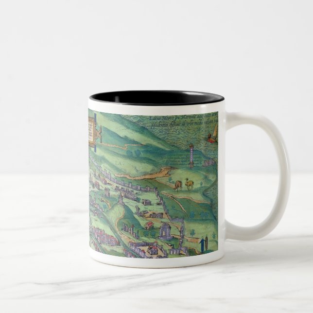 Map of Alexandria, from 'Civitates Orbis Terrarum' Two-Tone Coffee Mug (Right)