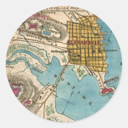 Map of Alexandria VA and Neighbor Cities Classic Round Sticker