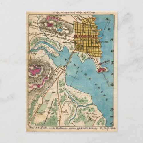 Map of Alexandria VA and Neighbor Cities Postcard