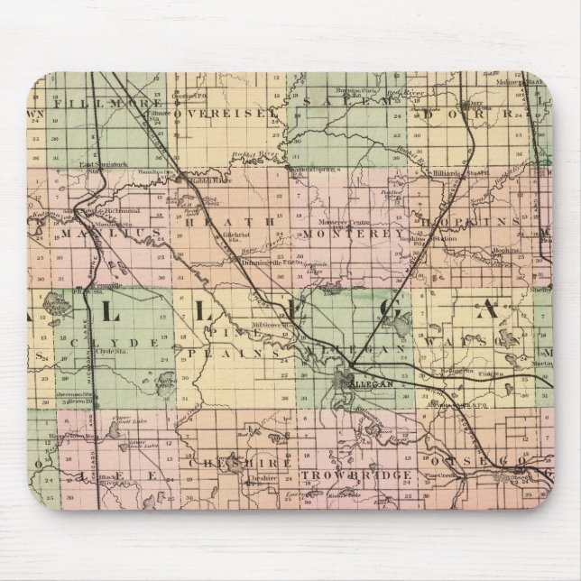 Map of Allegan County, Michigan Mouse Pad (Front)