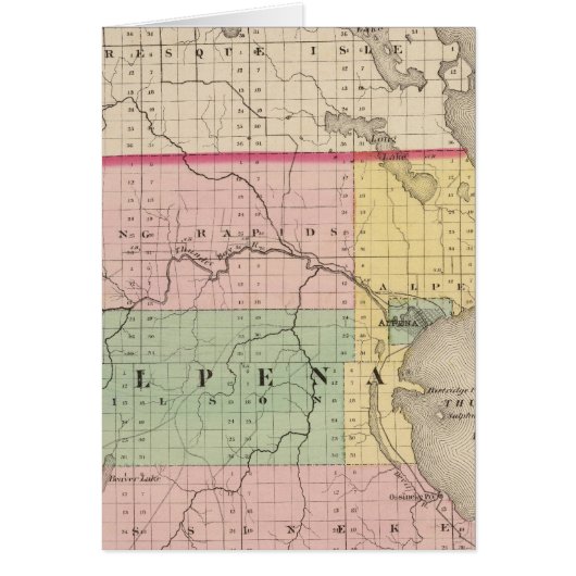 Map of Alpena County, Michigan Cards (Front)