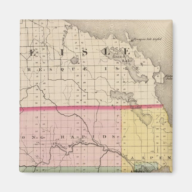 Map of Alpena County, Michigan Magnet (Front)