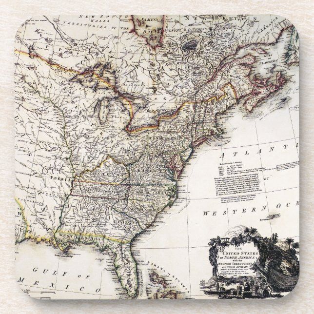 MAP OF AMERICA, 1809 BEVERAGE COASTER (Front)