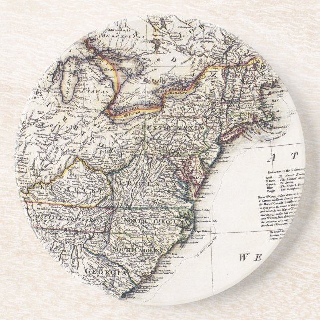 MAP OF AMERICA, 1809 DRINK COASTER (Front)