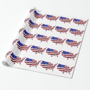 Map Of America American Flag Wrapping Paper by Hodge_Retailers at Zazzle