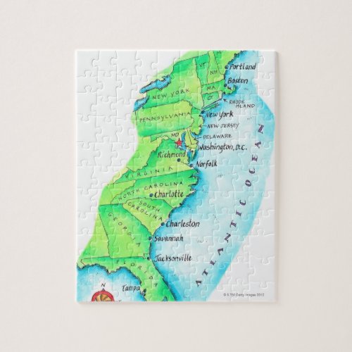 Map of American East Coast Jigsaw Puzzle