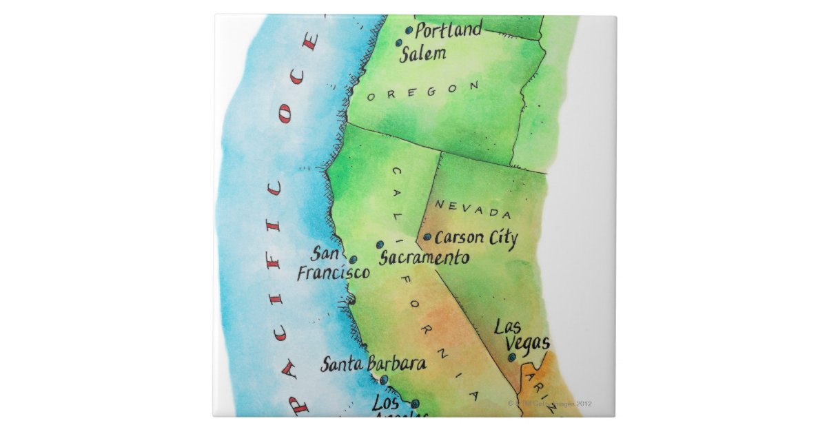 Map Of American West Coast Tile, Tile Portland Or Area Map