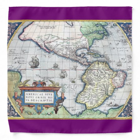 Map Of Americas New World 1570 Bandana