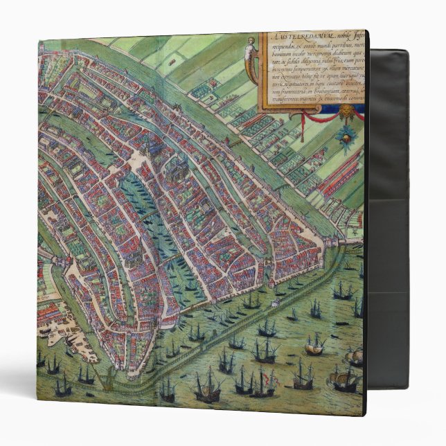 Map of Amsterdam, from 'Civitates Orbis Terrarum' Binder (Front/Inside)