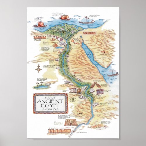 Map of Ancient Egypt and Nubia  Poster