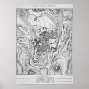 Map of Ancient Jerusalem 1864 Poster