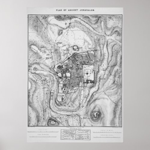 Map of Ancient Jerusalem 1864  Poster