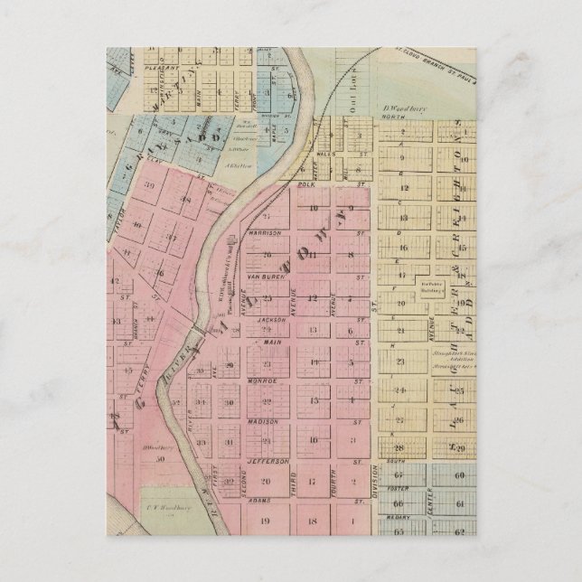 Map of Anoka, Anoka County, Minnesota Postcard (Front)