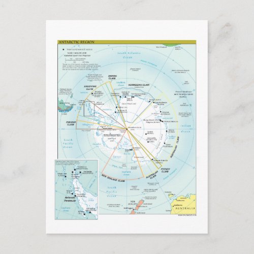 Map of Antarctic Region Postcard