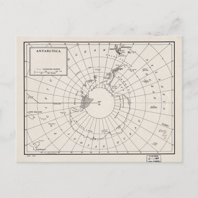 Map of Antarctica (1955) Postcard (Front)