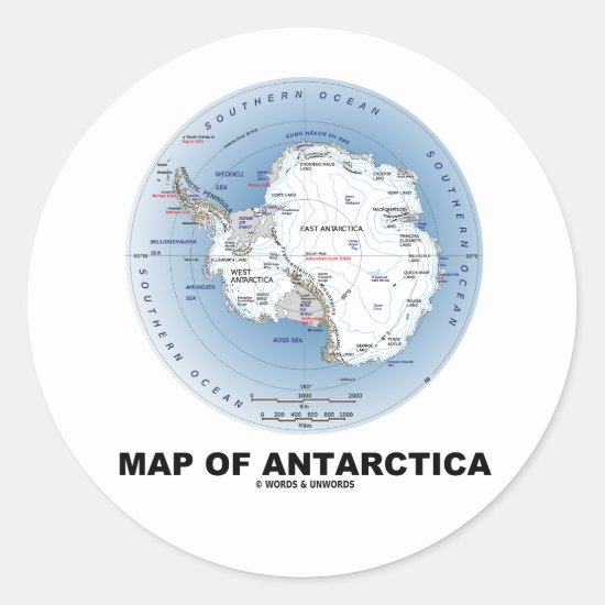 Map Of Antarctica (Geography) Classic Round Sticker