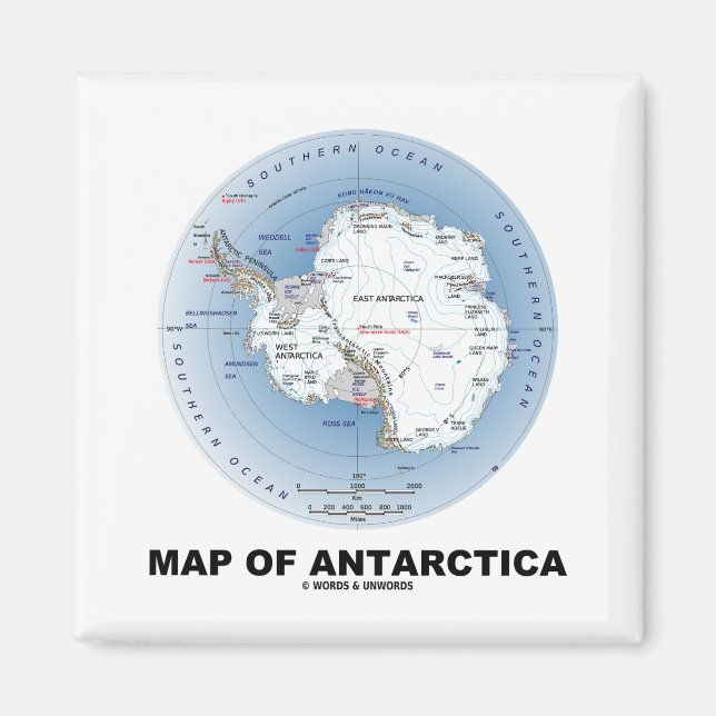 Map Of Antarctica (Geography) Magnet (Front)