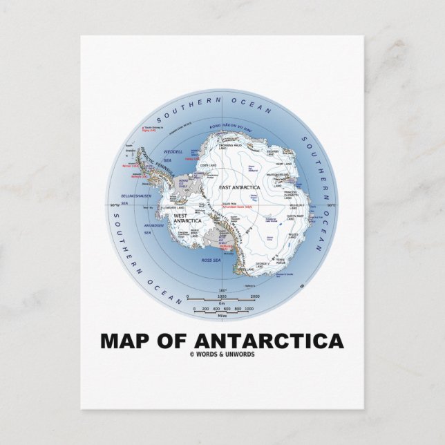 Map Of Antarctica (Geography) Postcard (Front)