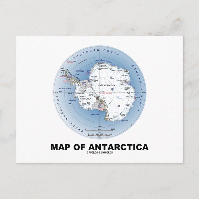 Map Of Antarctica (Geography) Postcard (Front)