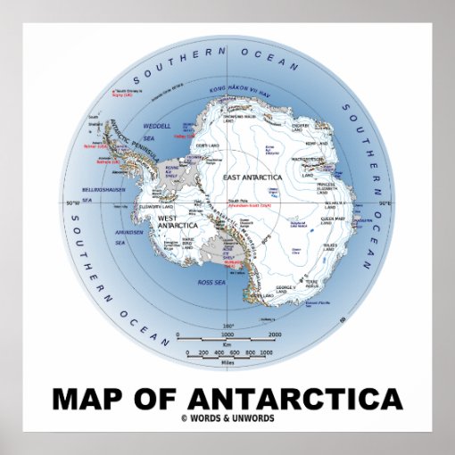 Map Of Antarctica Geography Poster | Zazzle