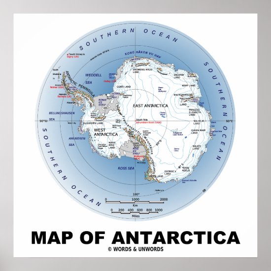 Map Of Antarctica Geography Poster