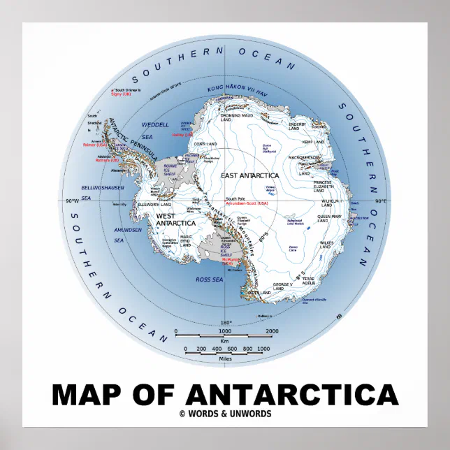 Map Of Antarctica Geography Poster 