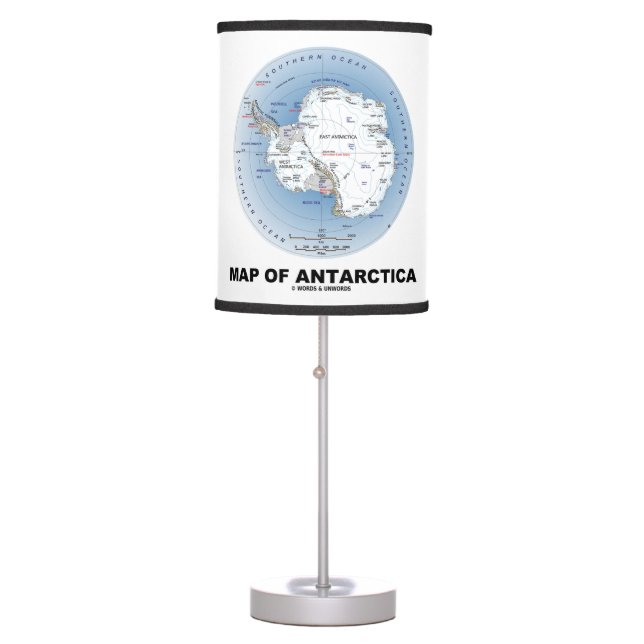 Map Of Antarctica Geography Table Lamp (Front)