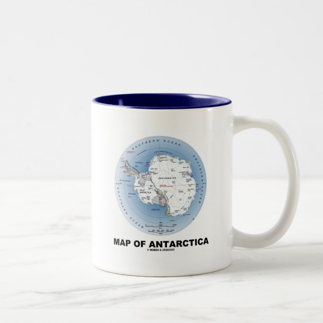Map Of Antarctica (Geography) Two-Tone Coffee Mug (Right)