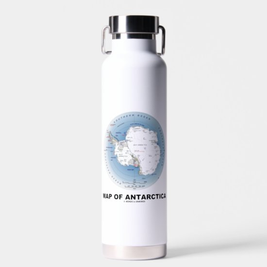 Map Of Antarctica Geography Water Bottle