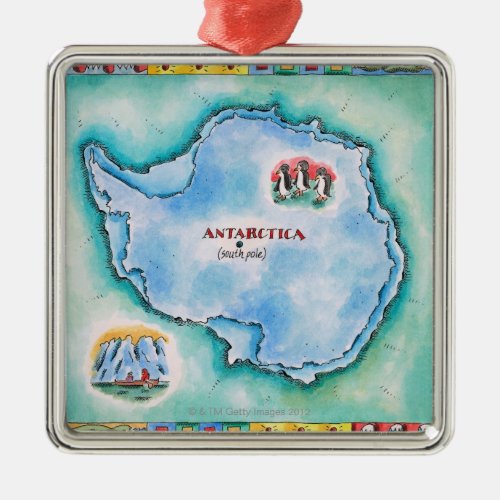 Map of Antarctica Metal Ornament