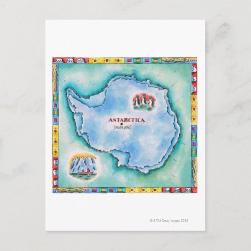 Map of Antarctica Postcard