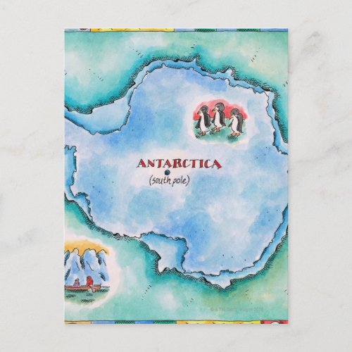 Map of Antarctica Postcard