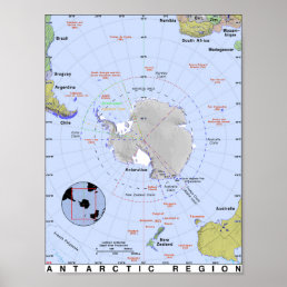 Map of Antarctica Poster