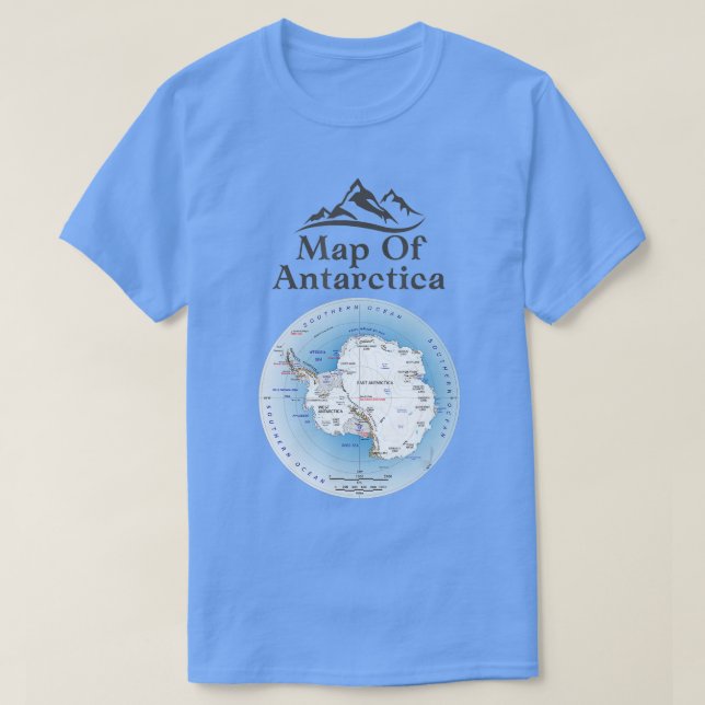 Map Of Antarctica Southern Continent Geography   1 T-Shirt (Design Front)