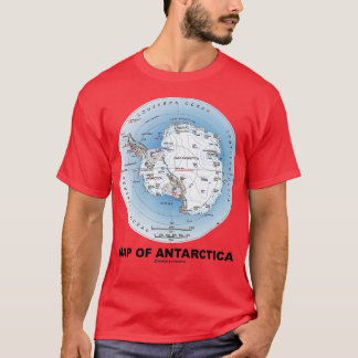 Map Of Antarctica Southern Continent Geography T-Shirt