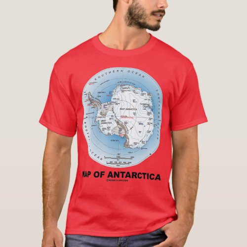 Map Of Antarctica Southern Continent Geography  T_Shirt