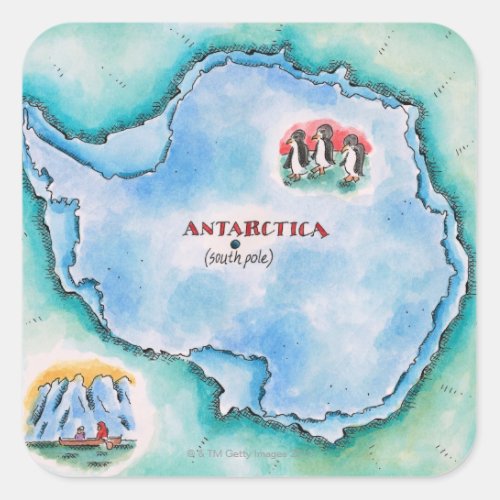 Map of Antarctica Square Sticker