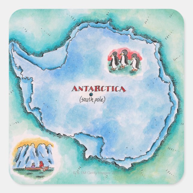 Map of Antarctica Square Sticker (Front)