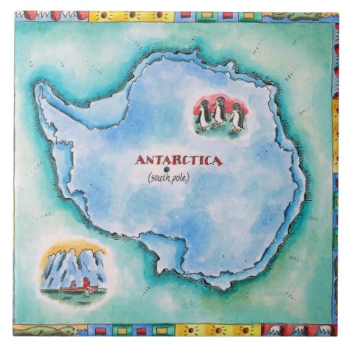 Map of Antarctica Tile