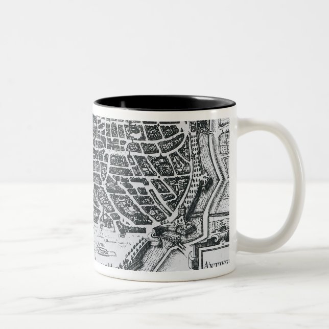 Map of Antwerp, 1598 Two-Tone Coffee Mug (Right)