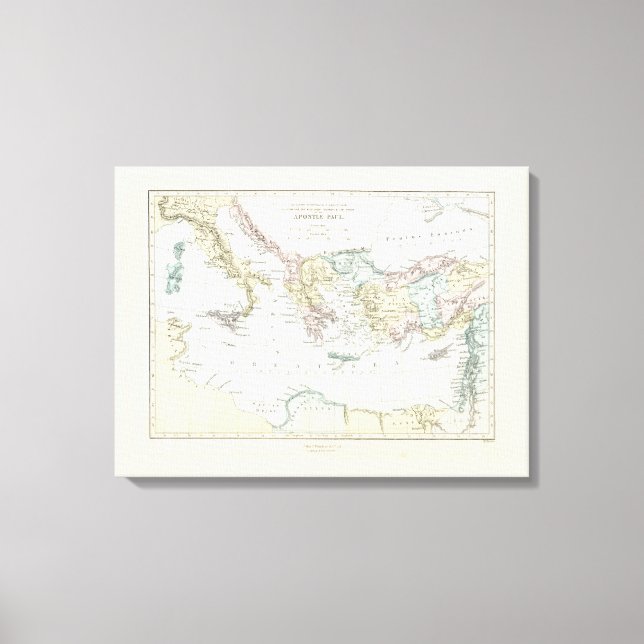 Map of Apostle Paul's Missionary Journeys Canvas Print (Front)