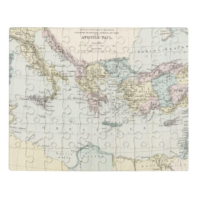 Map of Apostle Paul's Missionary Journeys Jigsaw Puzzle (Puzzle Horizontal)