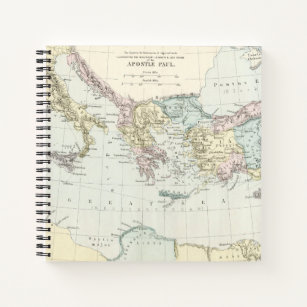 Map of Apostle Paul's Missionary Journeys Notebook